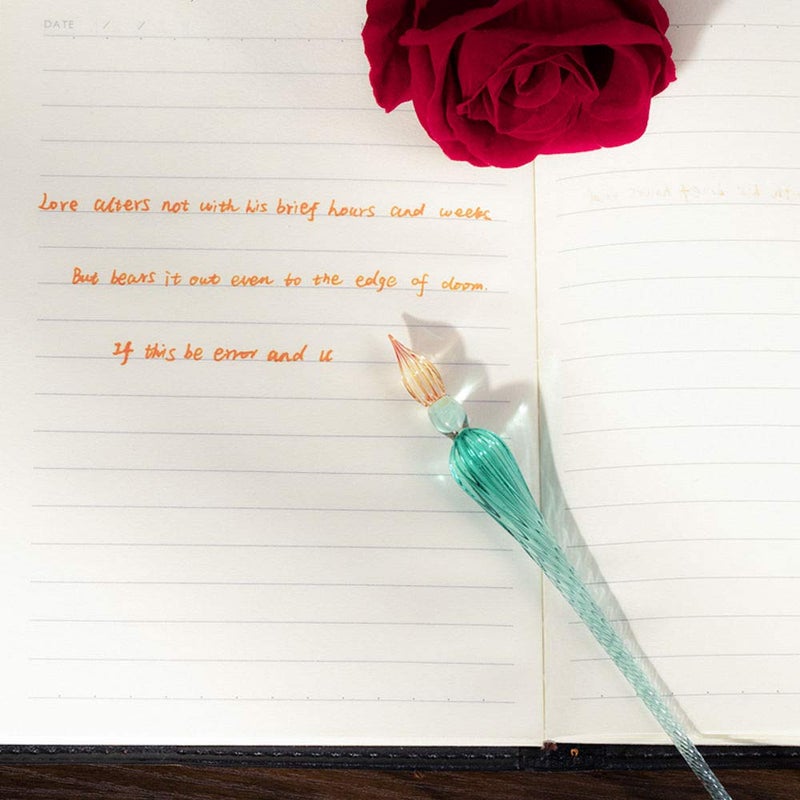 molshine Handmade Glass Dip Pen Crystal Calligraphy Pen Signature Dipped Pen for Artist Women Men Teens,Writing Drawing Decoration Gifts (Ice green) - Image 4